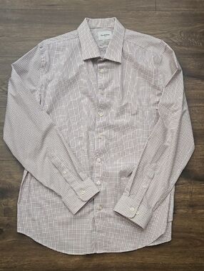 Goodfellow & Co Men's Long-Sleeve Check Shirt - Pink/White XL